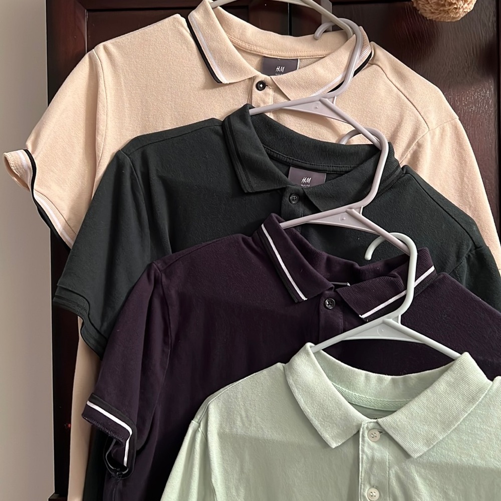 H&M Short Sleeve Polos. Four Colors.